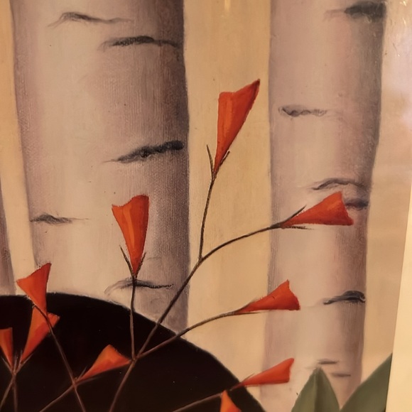 90s 1994 Framed Cat Art with Red Flowers Diana Jackson print - Picture 6 of 8